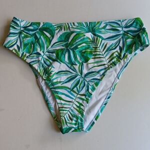 SHADE  & SHORE GREEN &  WHITE TROPICAL BIKINI